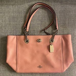 Coach Handbag Pink with Silver Details